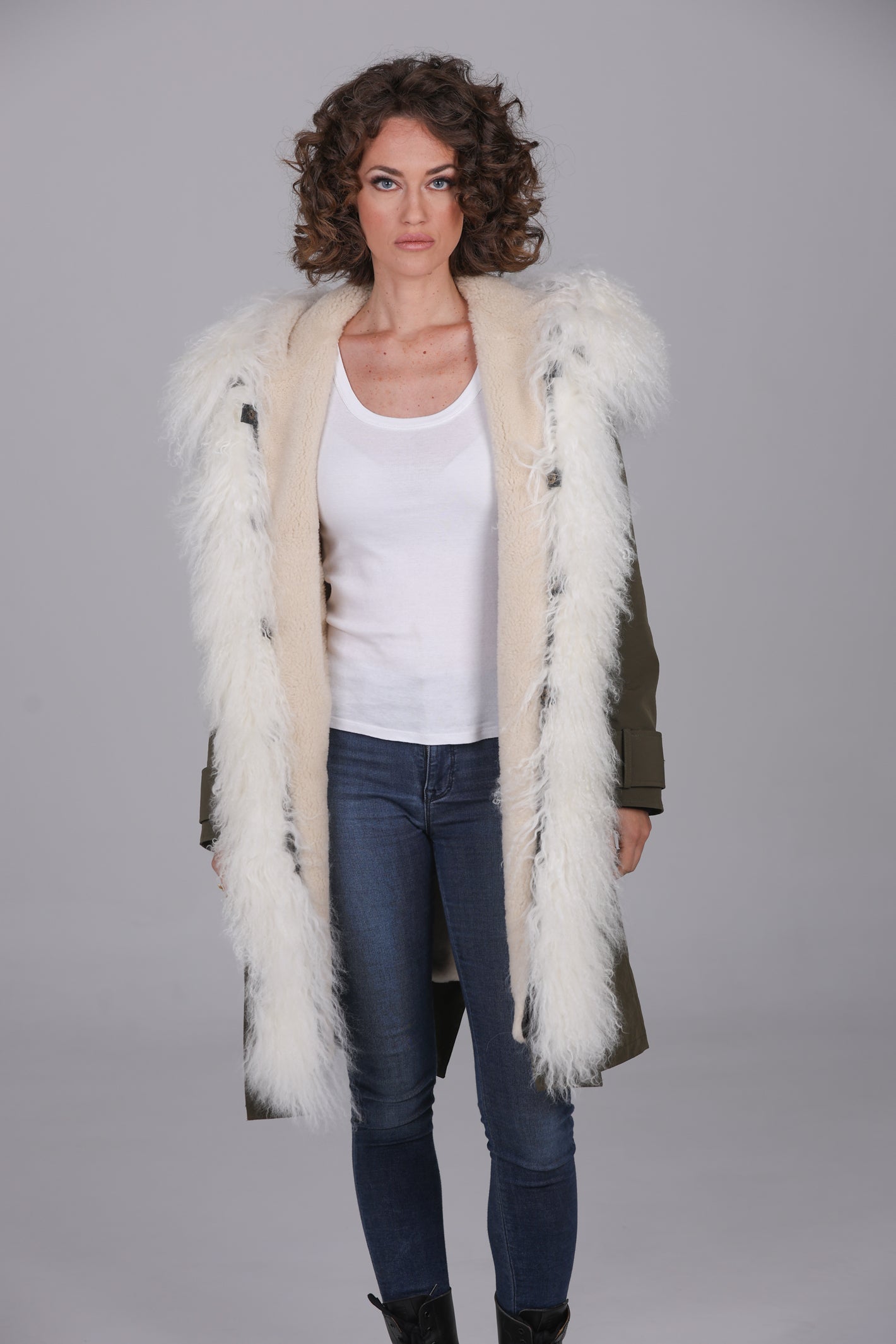 Parka x-long in misto cotone impermeabile MONGOLIA WHITE