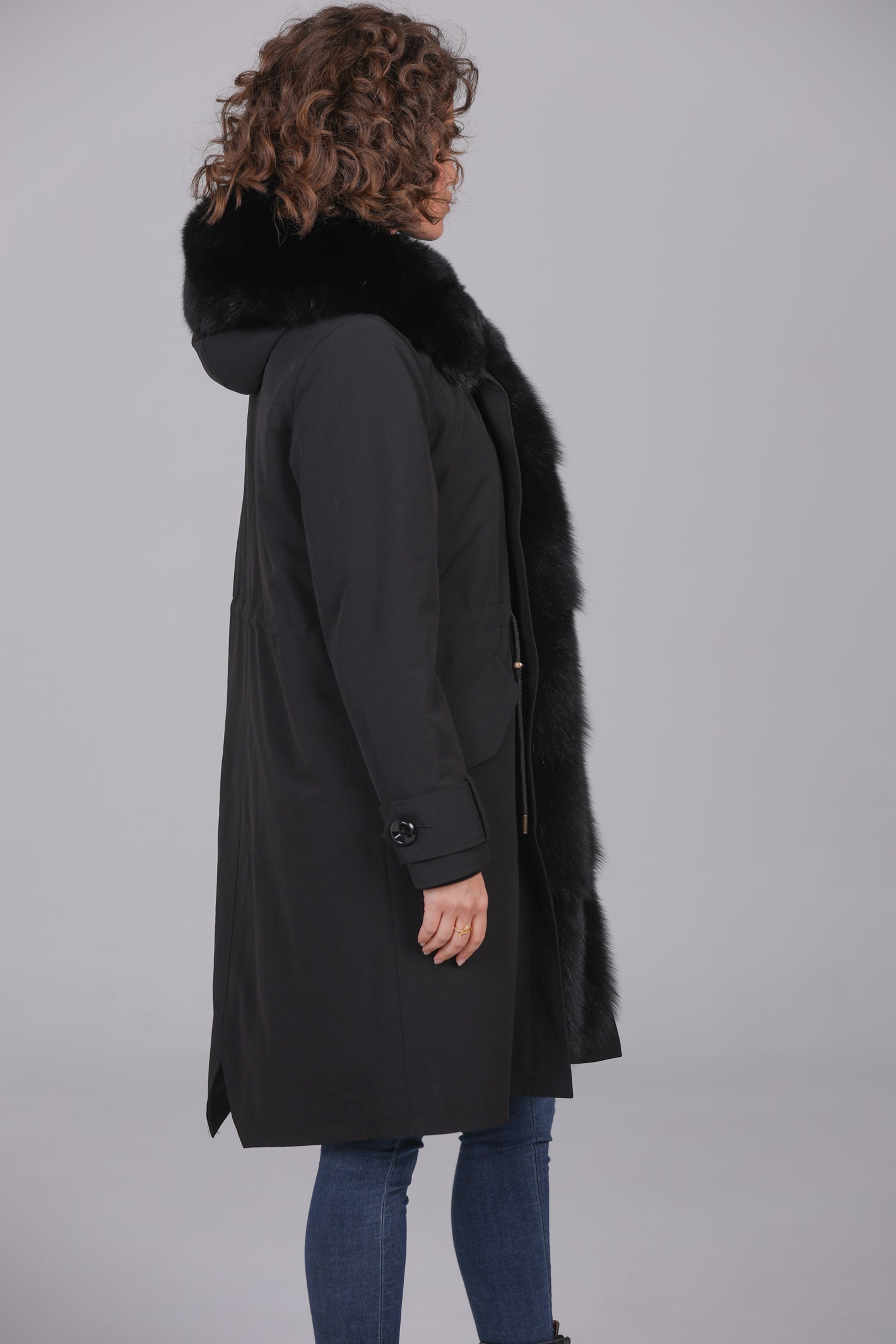 Parka  x-long in misto cotone  impermeabile  Fox Black