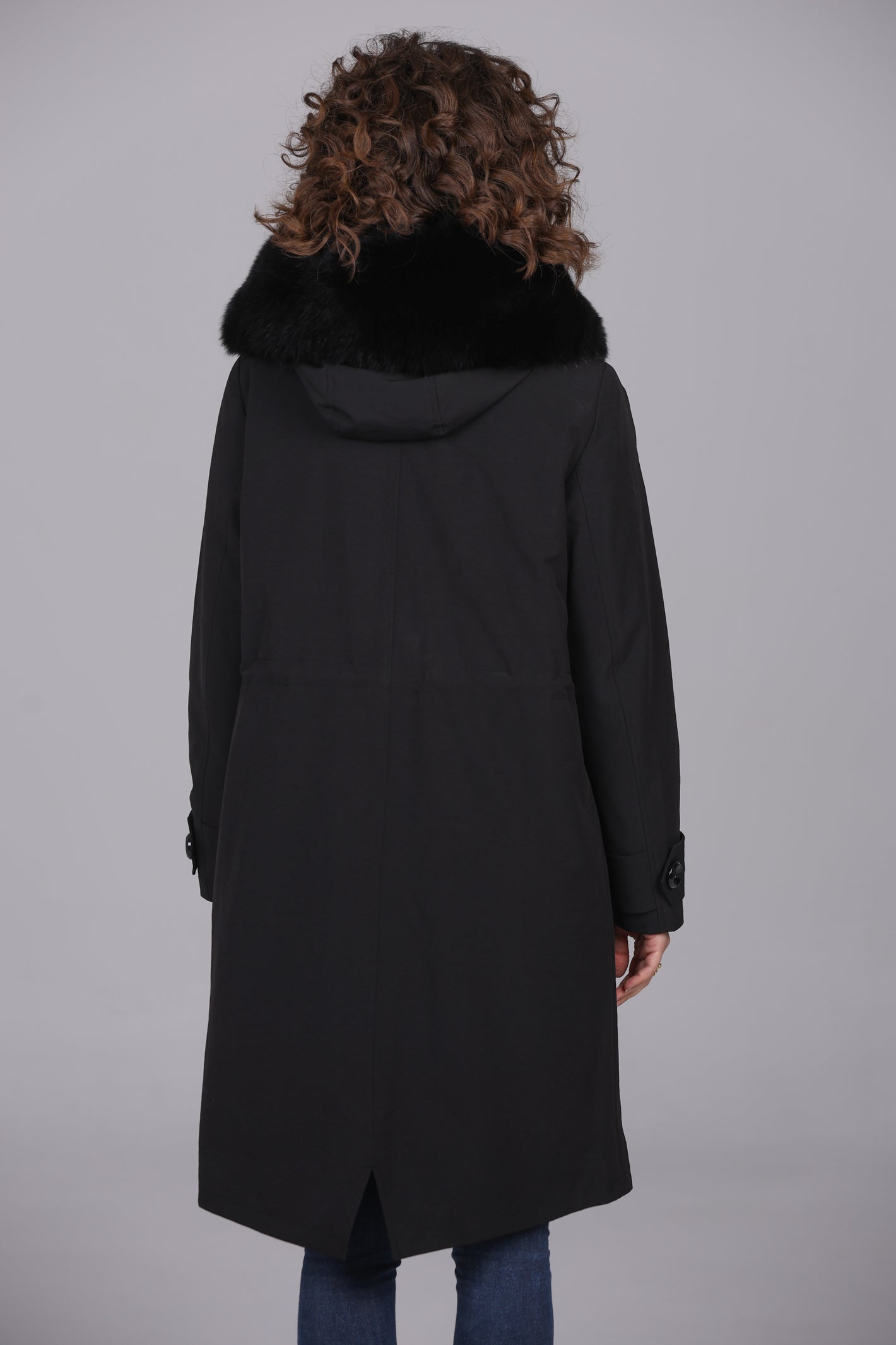 Parka  x-long in misto cotone  impermeabile  Fox Black