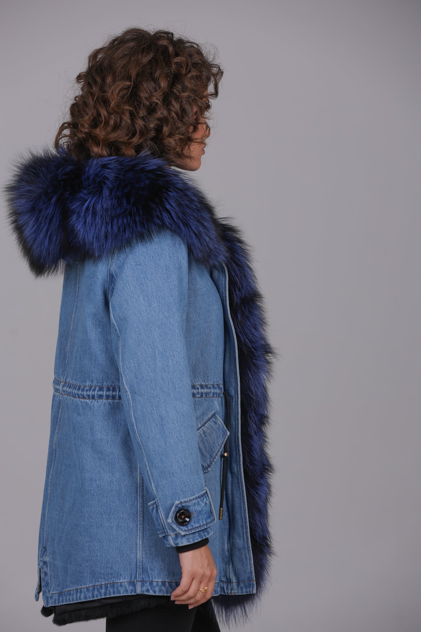 Parka long denim  Fox silver blue