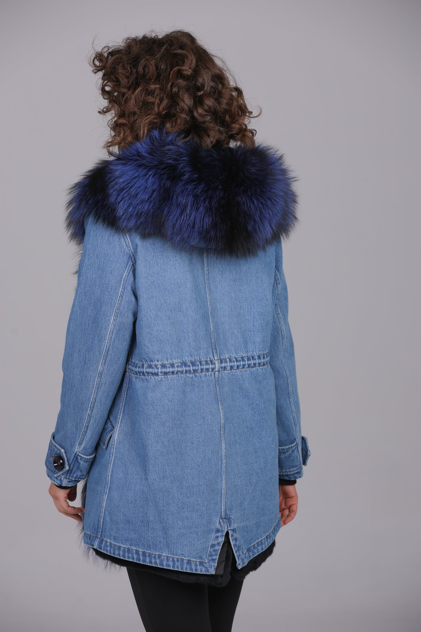 Parka long denim  Fox silver blue