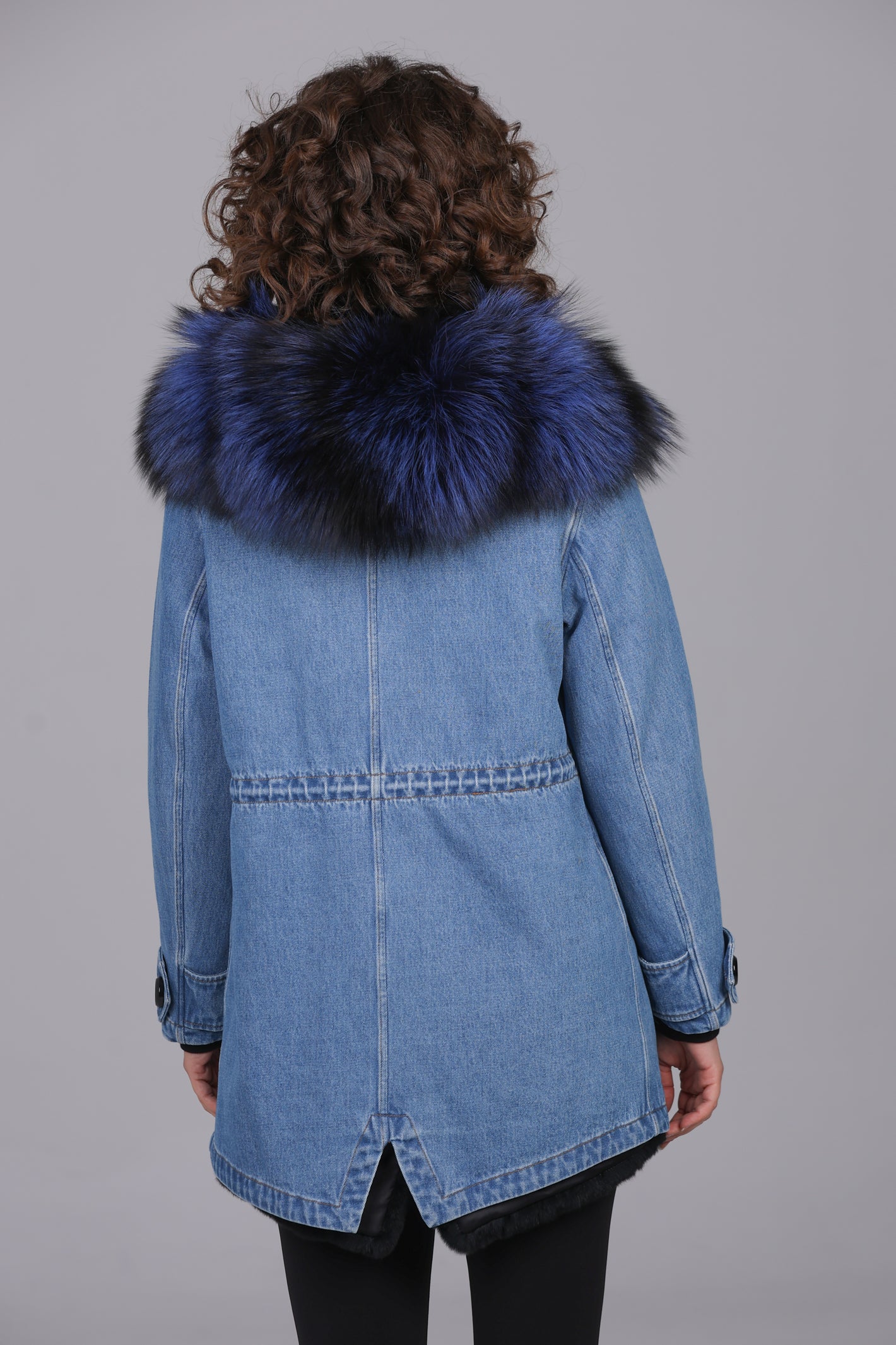 Parka long denim  Fox silver blue