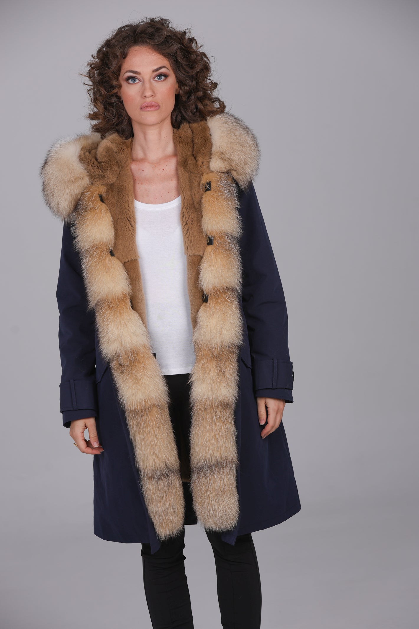 Parka X-long in misto cotone impermeabile Fox Cristal