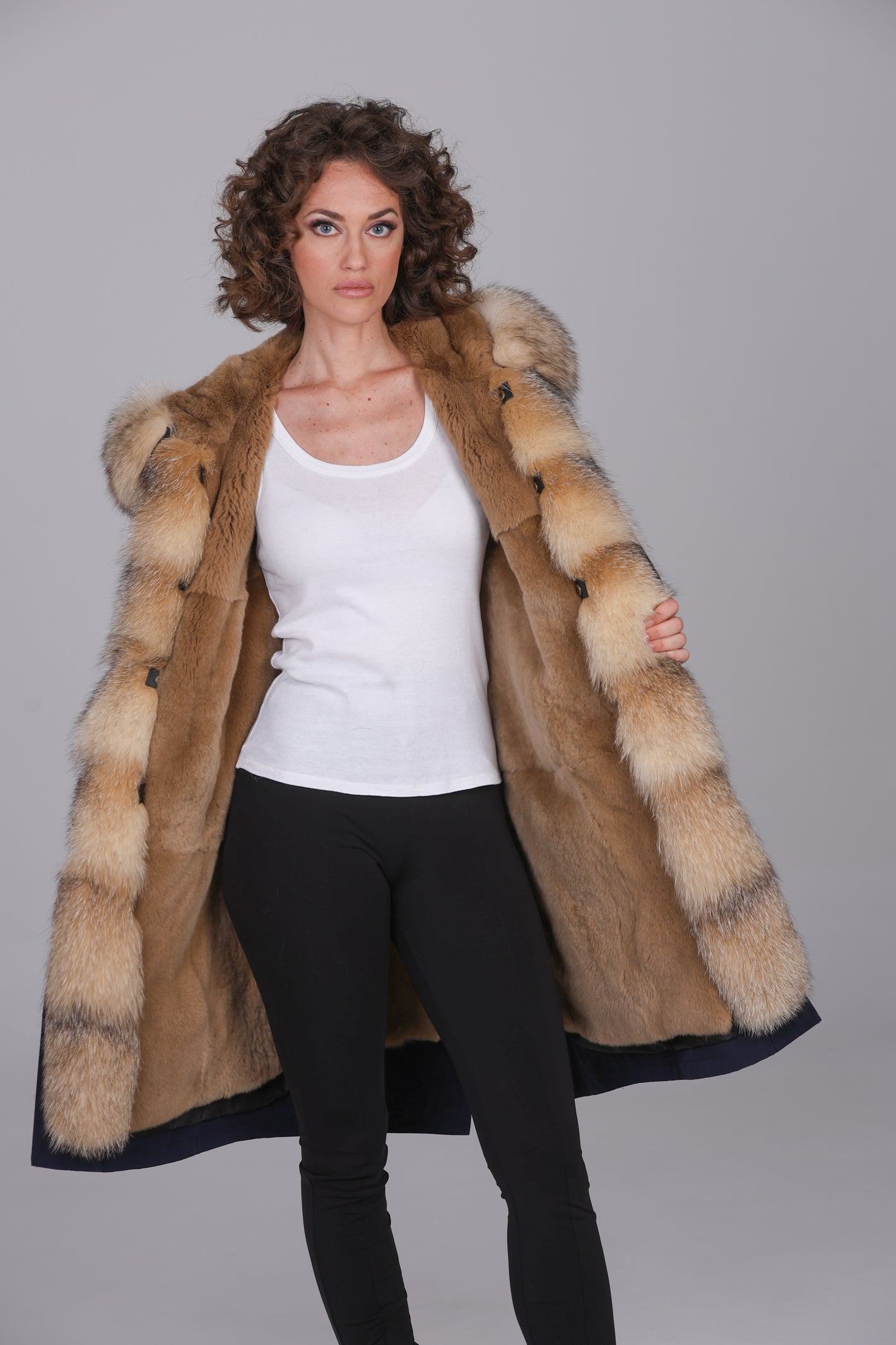 Parka X-long in misto cotone impermeabile Fox Cristal