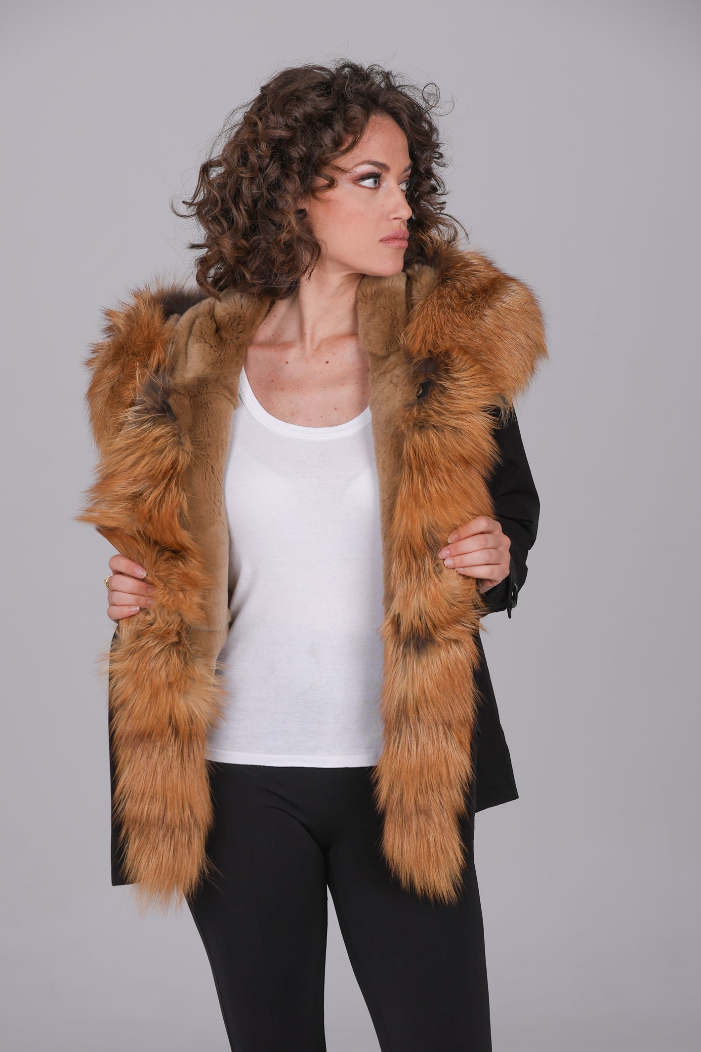 Parka  short in misto cotone impermeabile  Fox Gold