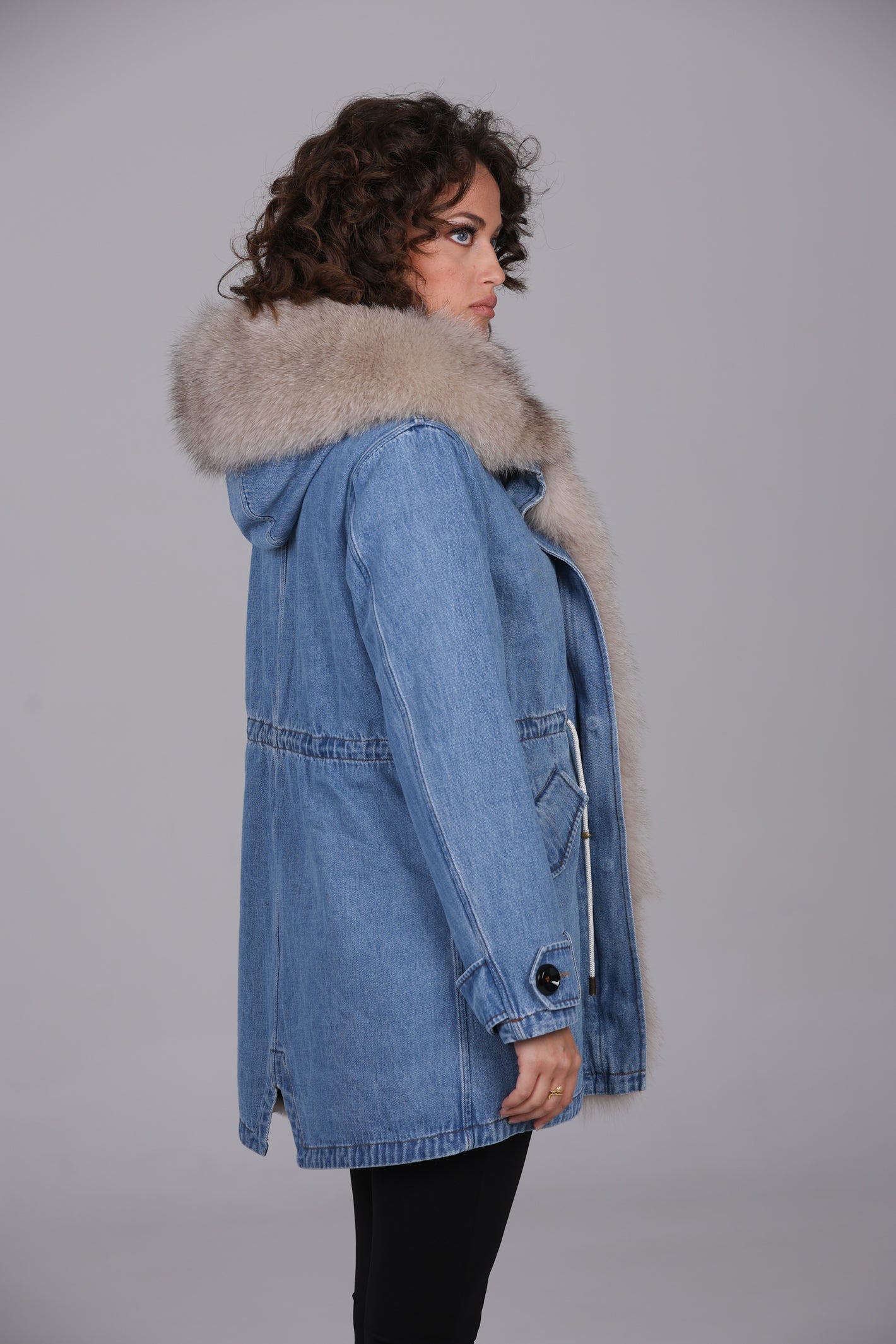 Parka long denim  Fox beige