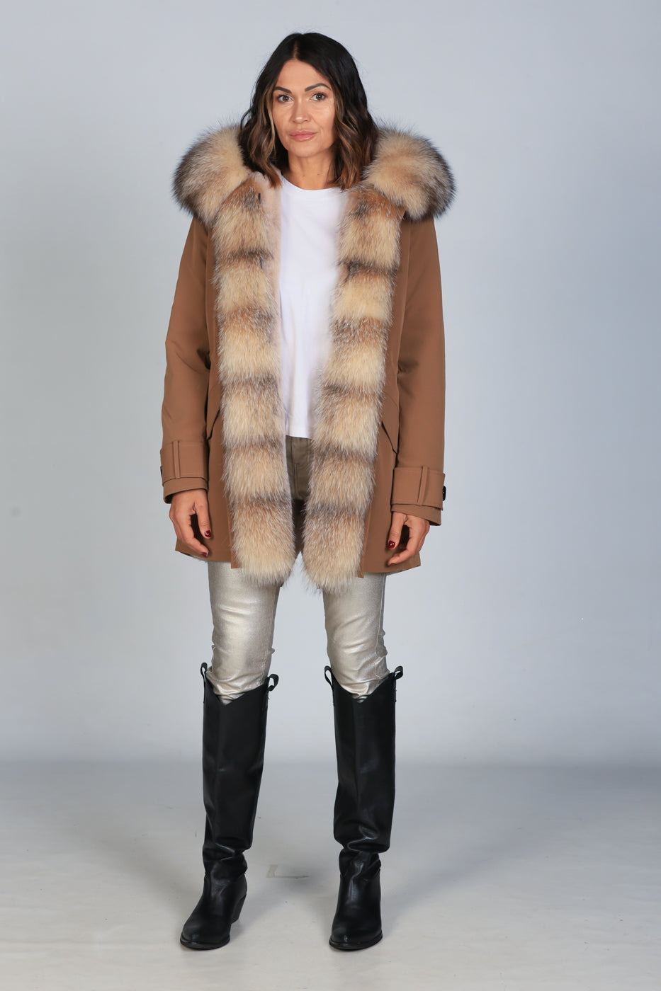 Parka  long in misto cotone impermeabile  Fox Cristal