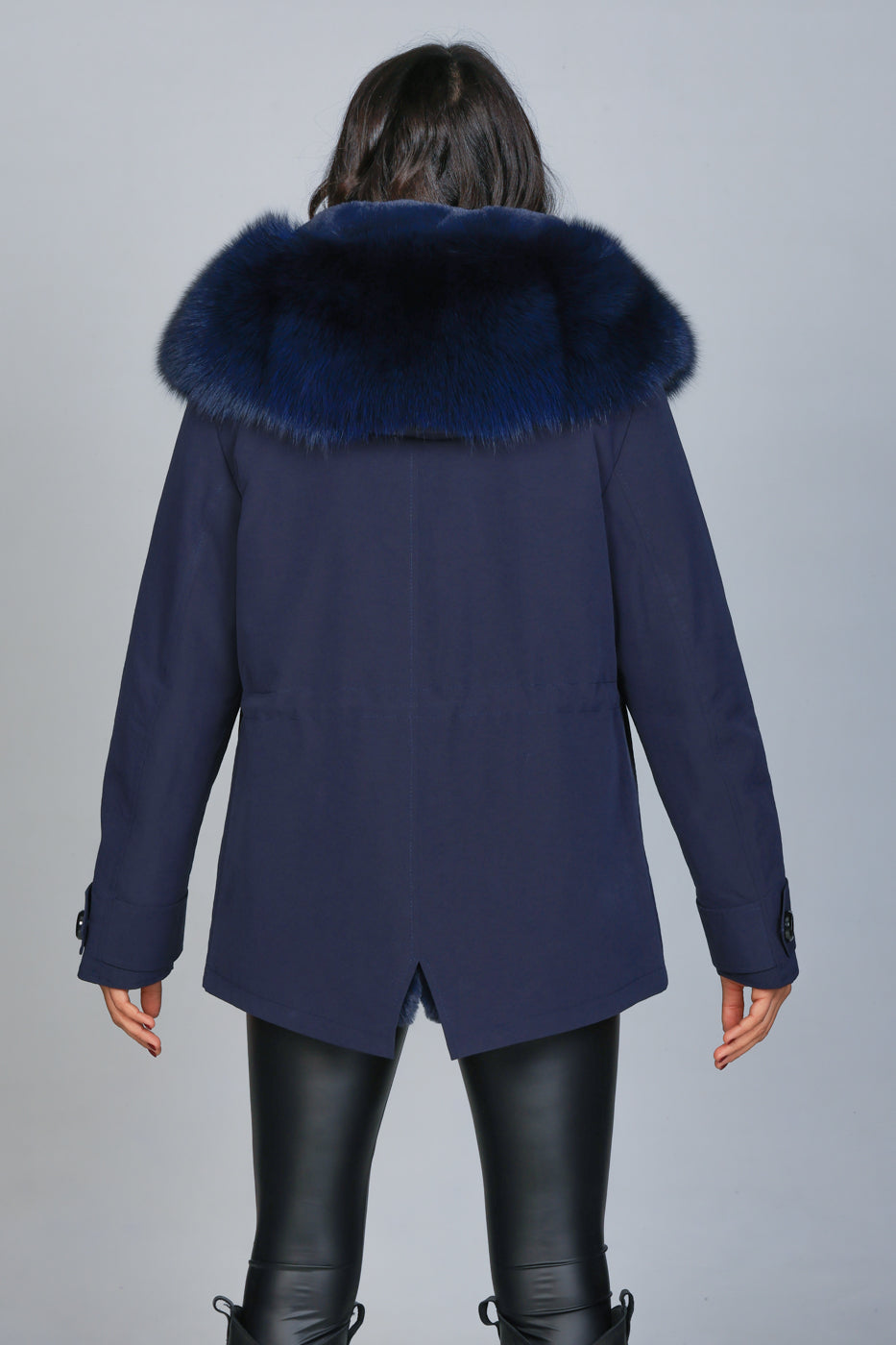 Parka  short  in misto cotone impermeabile Fox blu