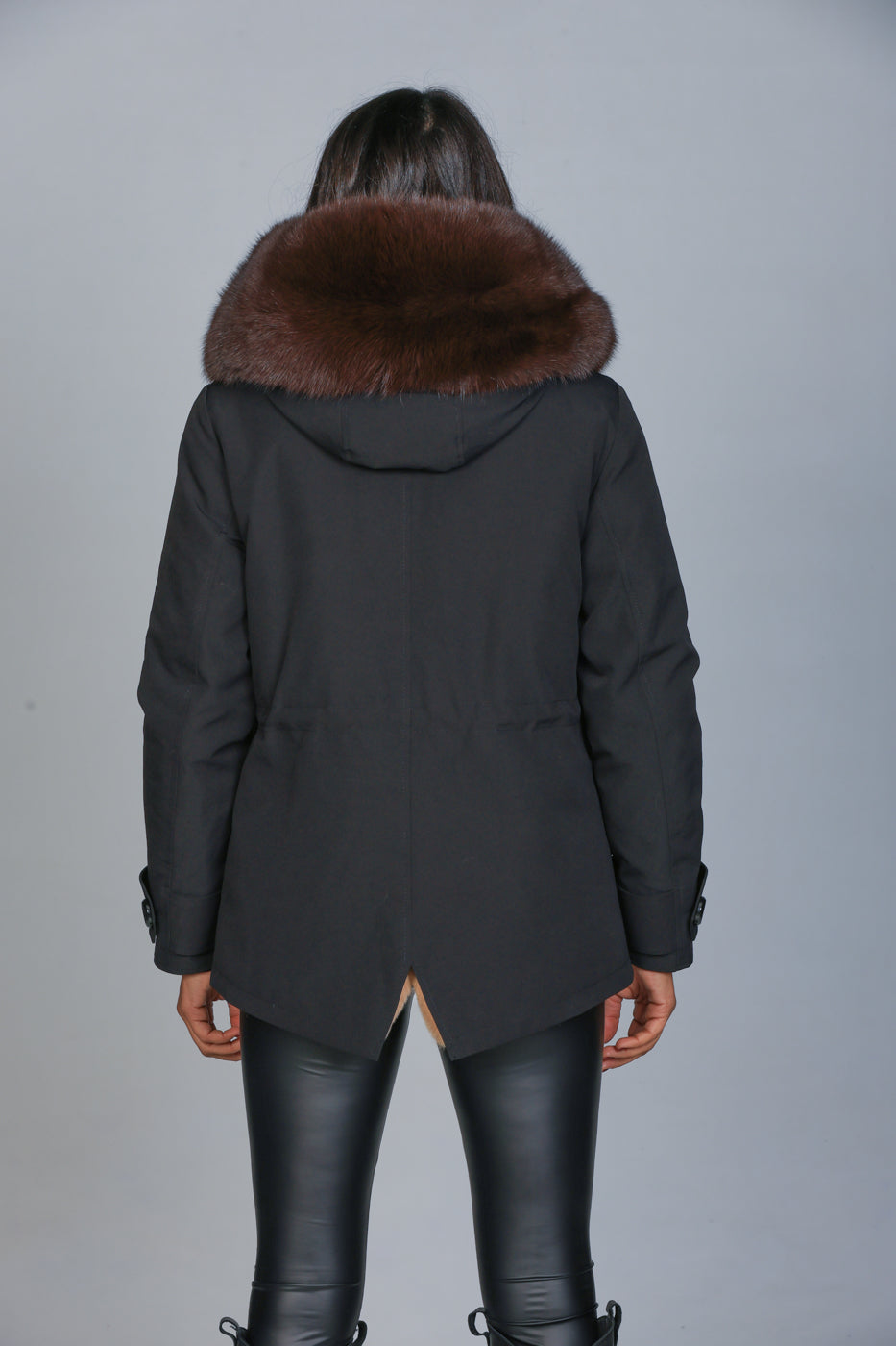 Parka  short in misto cotone impermeabile  Fox Brown